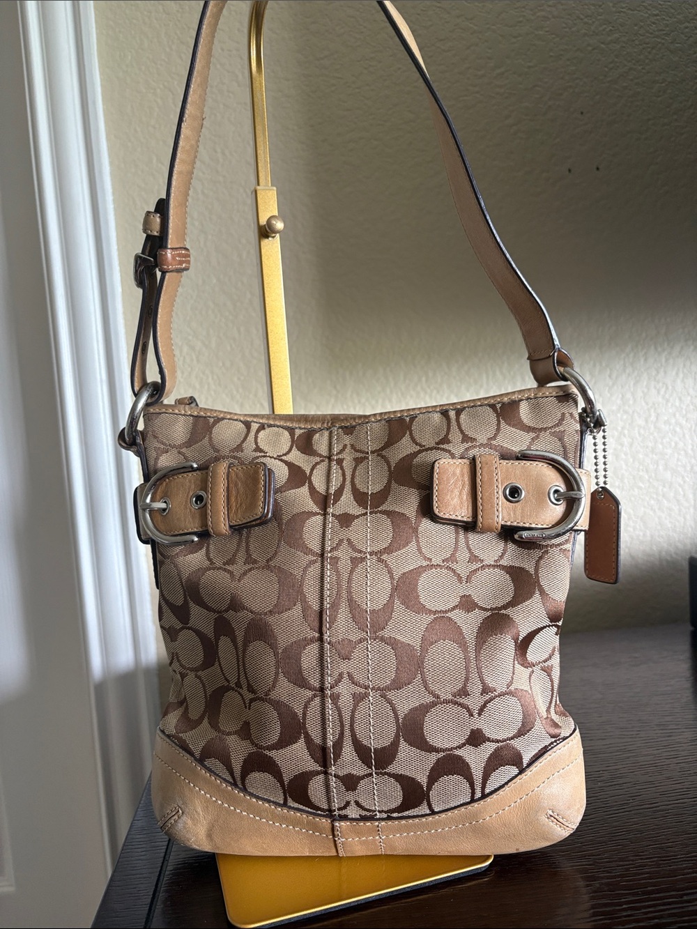 Coach Signature Buckle Duffel Hobo Bag